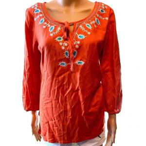 Gunit Fashion New York Embroidery Boho Comfortable Top Blouse Women Size S